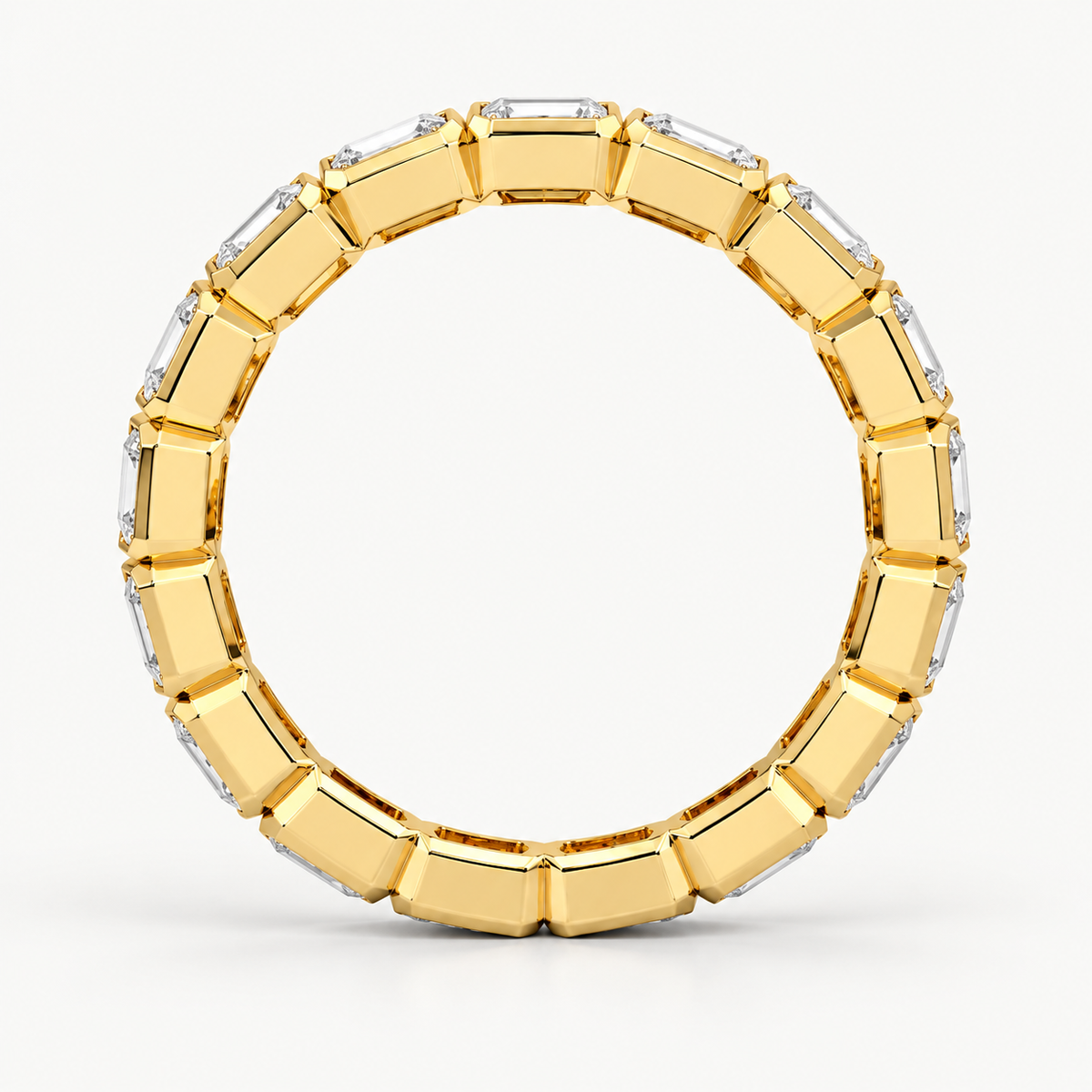Emerald Cut East-West Bezel Full Eternity Lab-Grown Diamond Band