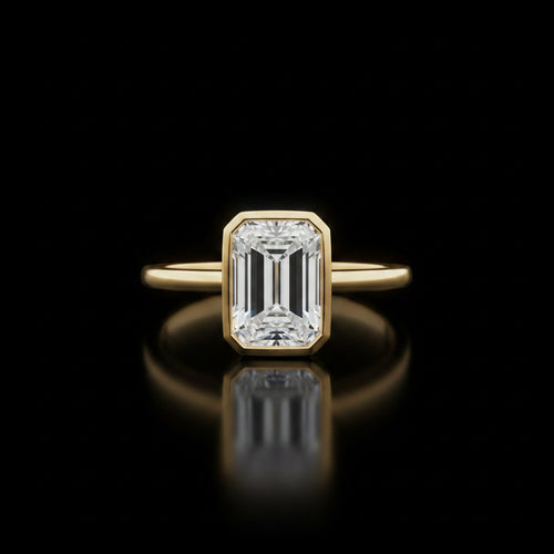 Emerald Cut Bezel Diamond Ring